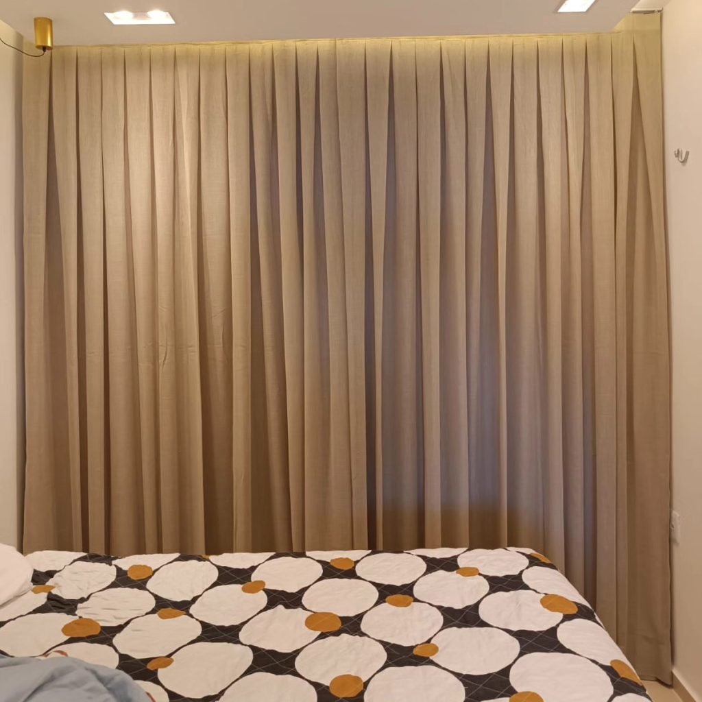 Cortina Linho Bege Quarto Casal