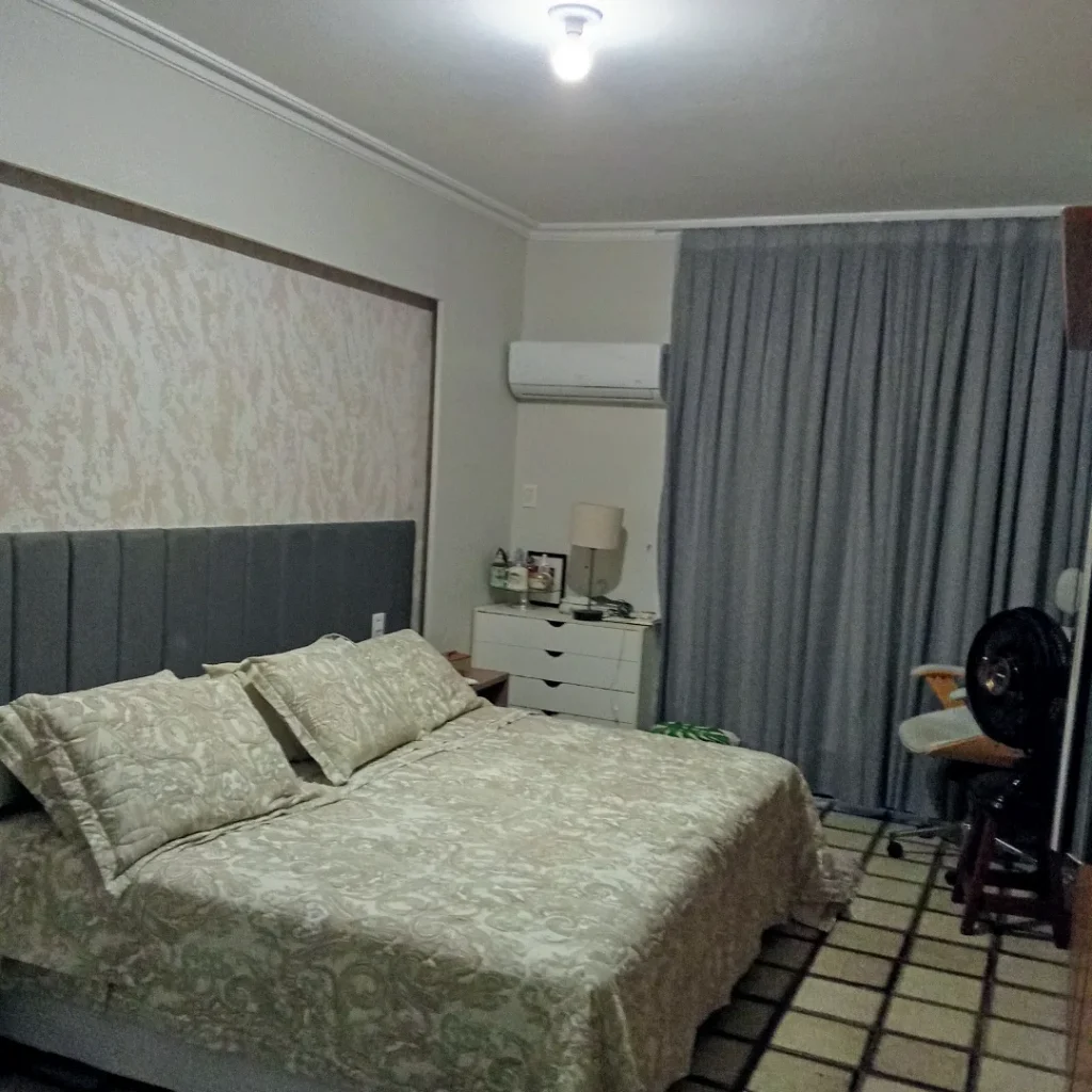 Cortina Tecido Linho Cinza Quarto Casal