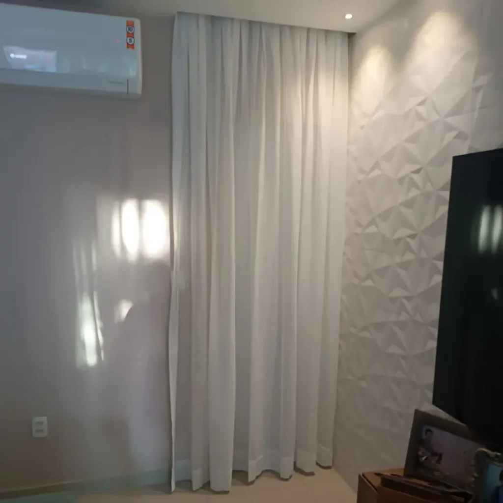 Cortina Vual Branco Parede Sala