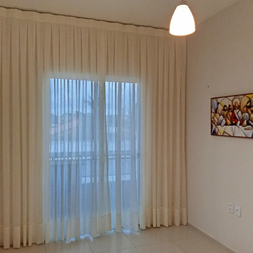 Cortina Vual Com Tecido Linho Quarto